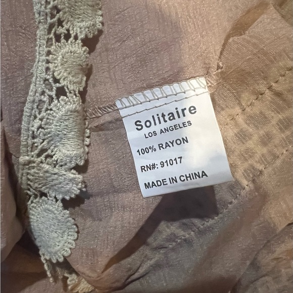 Solitaire Linen Blouse Tunic Beige Tan Large - Picture 5 of 11